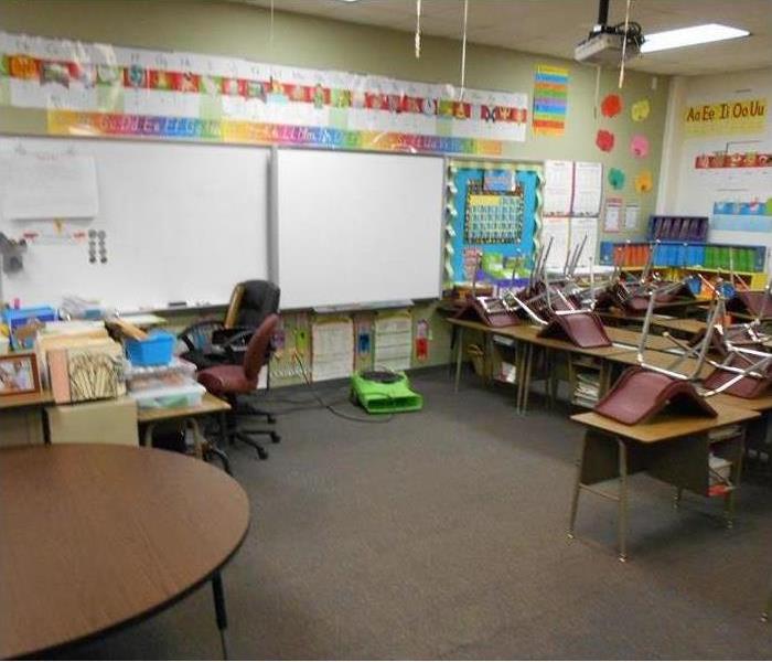 school classroom after water was removed
