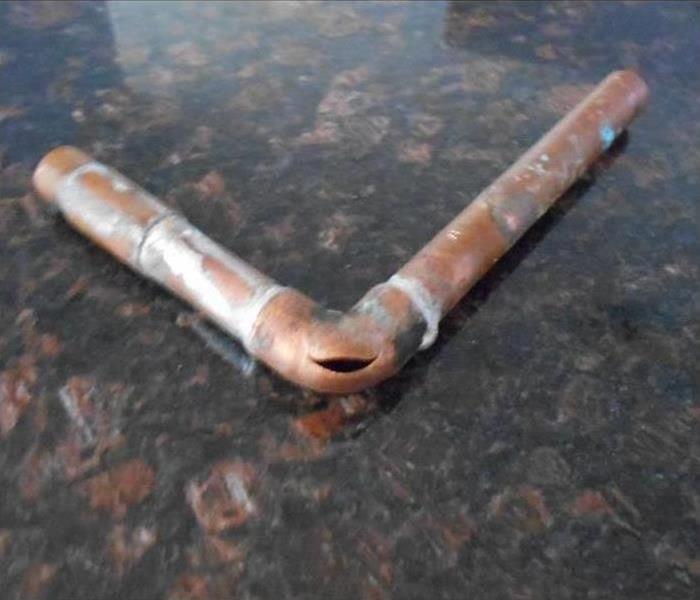 busted copper pipe